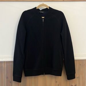 DKNY oversized wool bomber sweater jacket size S navy